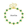 European and american cross-border new arrival: fashionable retro green heart crystal bracelet - unique, versatile green bracelet jewelry