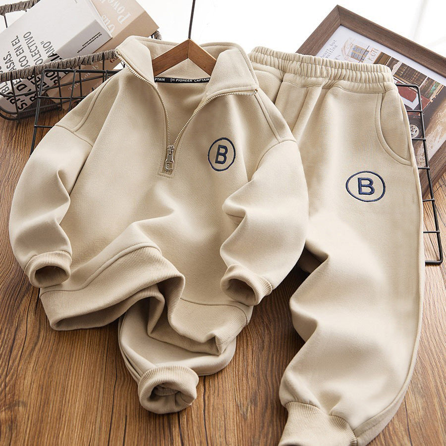 Boys' spring fashionable sweatshirt set,  new trendy kids' spring two-piece outfit, spring and autumn style, handsome big kids' clothing