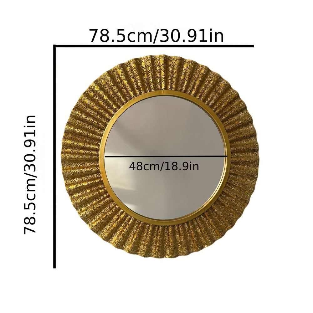 Golden retro european mirror - exquisite palace-style carved decor for living room, bedroom, or entryway - elevate your home's style