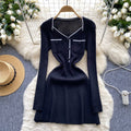 Luxury chic knit dress for women - autumn/winter, slimming waist design, unique and stylish, mature and elegant midi dress