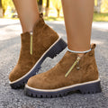 cross-border round toe side zipper martin boots ankle boots chunky heel new autumn/winter plus size women's ankle boots for export