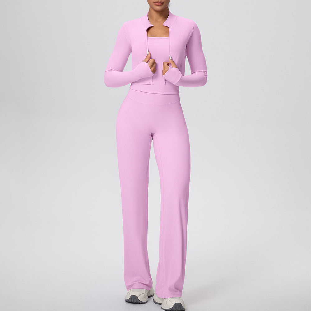 New barely-there quick-dry activewear set: outdoor casual running & fitness outfit - butt-lifting, tummy-control, wide-leg yoga leggings