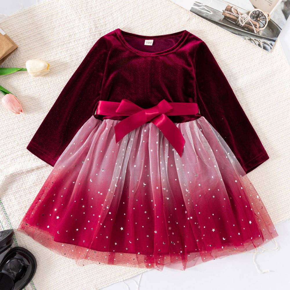 New girls' clothing: red long-sleeve dress for baby girls - new year's outfit - direct from the manufacturer