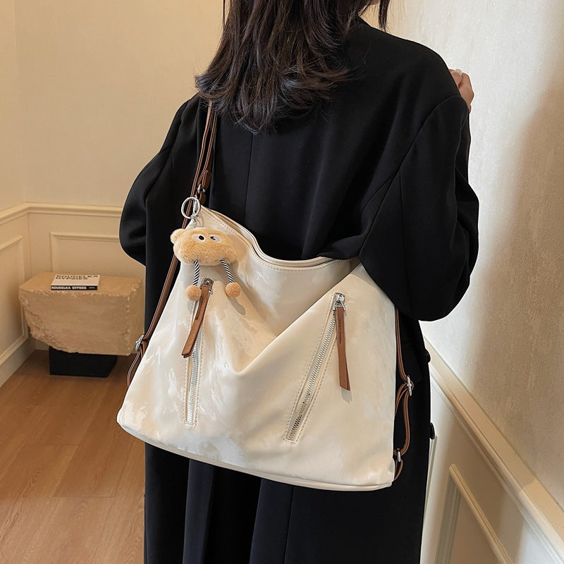 Autumn and winter retro fashion tote bag women's 2025 Korean version of work commuting large-capacity shoulder bag foreign backpack