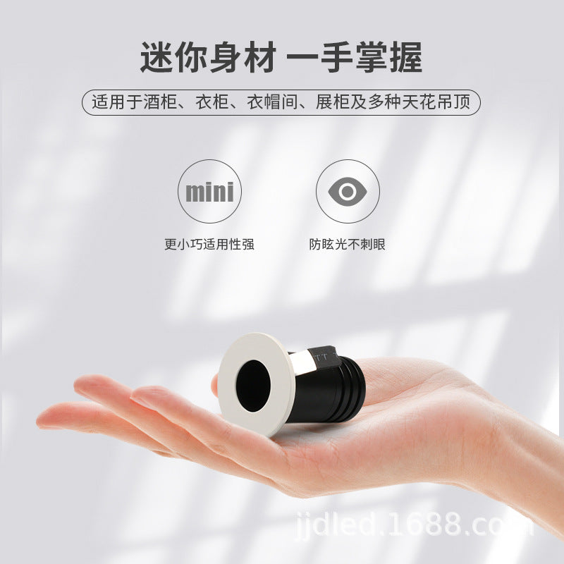 Factory direct sales LED spotlight embedded deep anti-glare 1W3W5W without main light Cabinet lighting LED spotlight thumb light