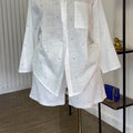 European and american cross-border women's fashion:  summer new collection - stylish lapel, three-quarter sleeve, beaded blouse and wide-leg shorts set