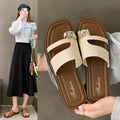 Women's slip-on thong sandals - new spring/summer 2025 korean style retro casual vacation roman sandals