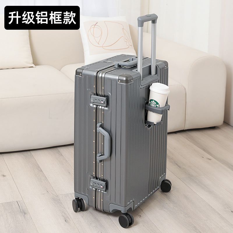 New high-value suitcase female trolley case aluminum frame universal wheel suitcase male student password case 24 leather cases
