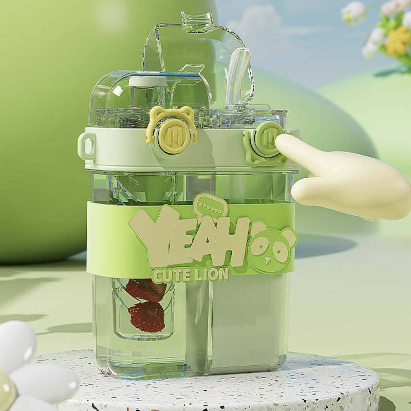 Kids' water bottle - perfect for school, dual-drink design, student double-ended divided cup, girls' summer straw tumbler, portable water bottle