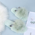Furry slippers for women outwear 2024 fall and winter new arrivalk-stylepopular ostrich hair thick sole lazy one-word furry slippers
