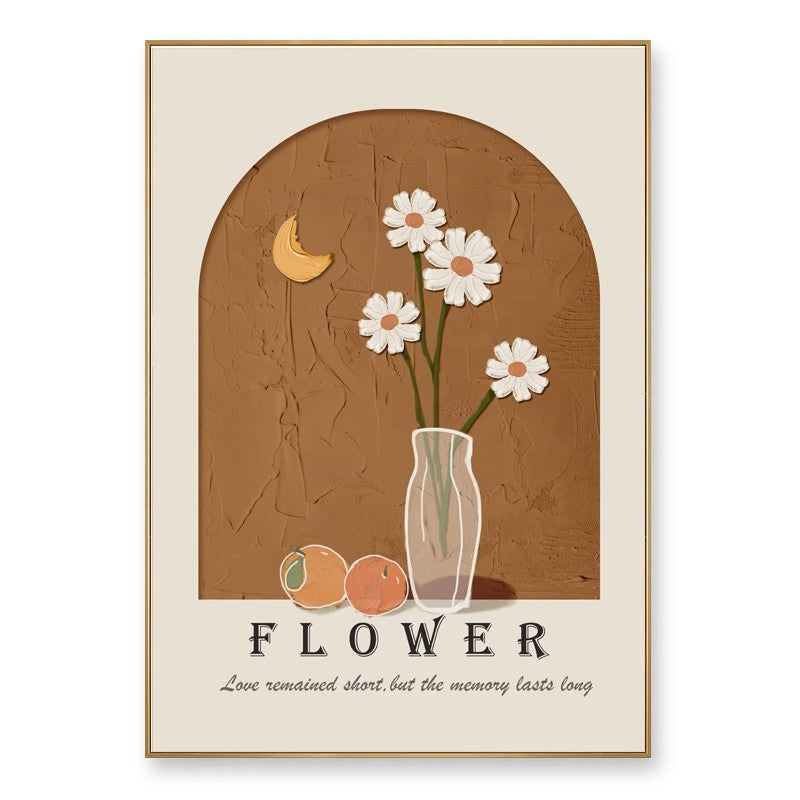 Small fresh flower living room decorative painting texture painting ins healing department cream wind pendulum painting flower dining room wall hanging painting