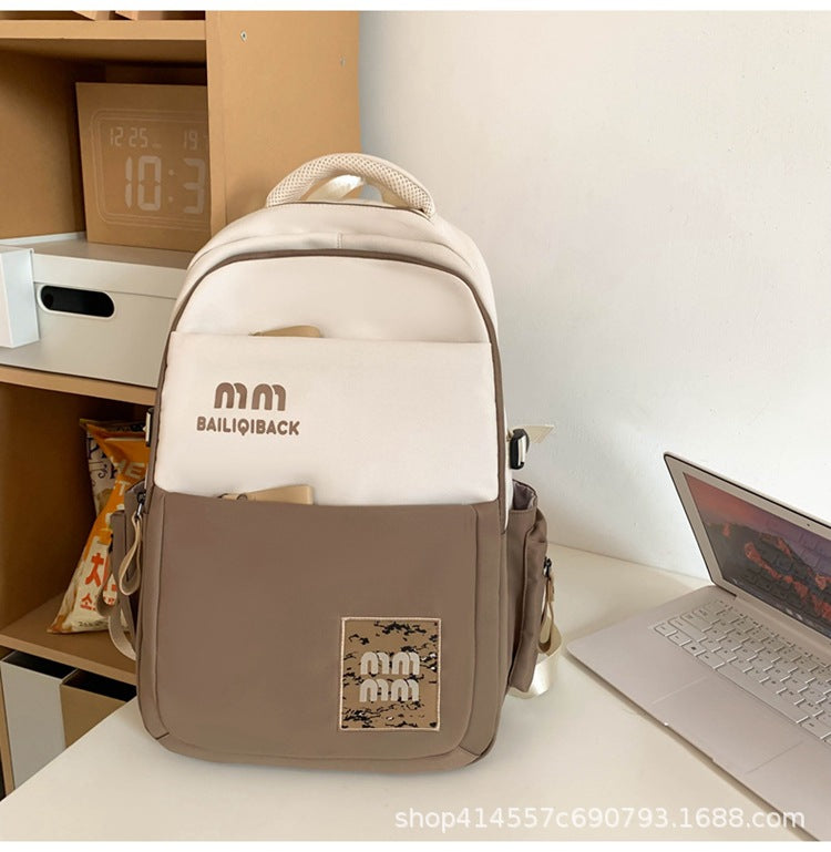 2025 new casual large capacity backpack for middle school, high school, and college students - women's double shoulder bag, men's color block large backpack