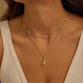 European and american titanium steel small flower ocean style shell starfish pearl necklace furnace vacuum electroplating 18k gold color retention