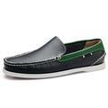 Slip-on men's leather loafers - round toe, flat, boat shoes - casual, versatile leather shoes for work, driving, and everyday wear
