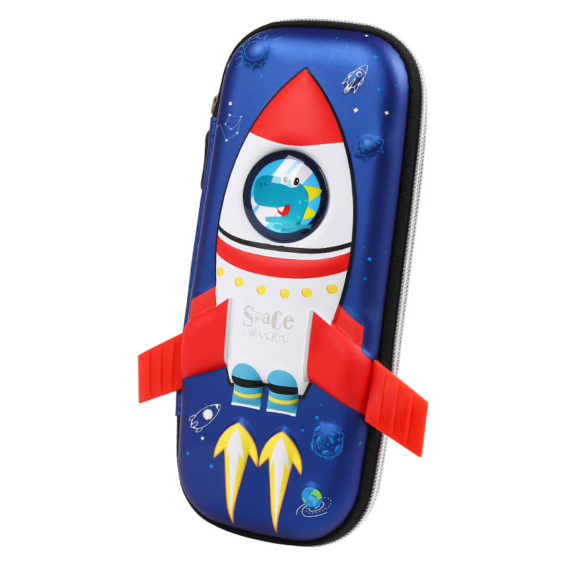 3D waterproof rocket space pencil bag EVA large-capacity creative Korean version children's kindergarten stationery box men's pencil bag