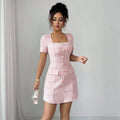 new chanel-inspired color block fishtail dress -  cross-border e-commerce fashion dress