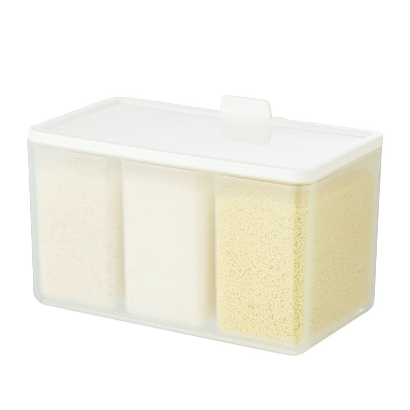 Kitchen seasoning storage box Household multi-functional grid four-grid integrated flip cover Food refrigerator storage box