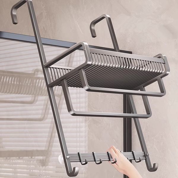 Shower room, glass door, rear shelf, no punching, bath towel rack, bathroom space aluminum towel rack, storage and hanging shelf.