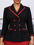 Autumnew arrivalpatchworkcontrast colorsuitoutwear waist slimming lookelegantwork clothingsuittops blazer