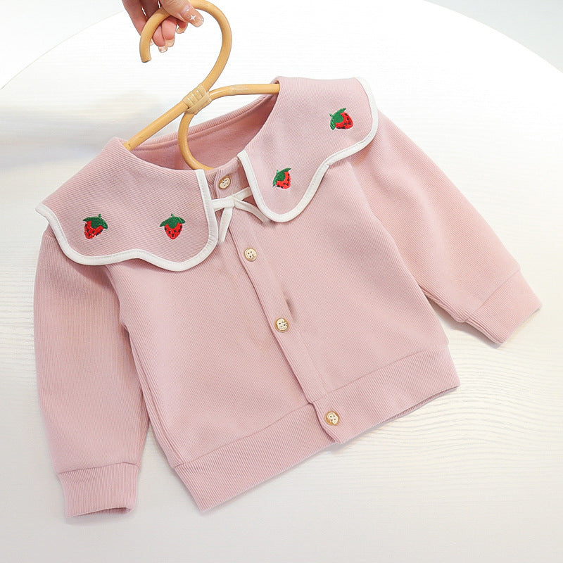 new spring/autumn stylish outerwear for baby girls, 0-3 years old, infant clothes, girls' long-sleeved comfortable versatile cardigan