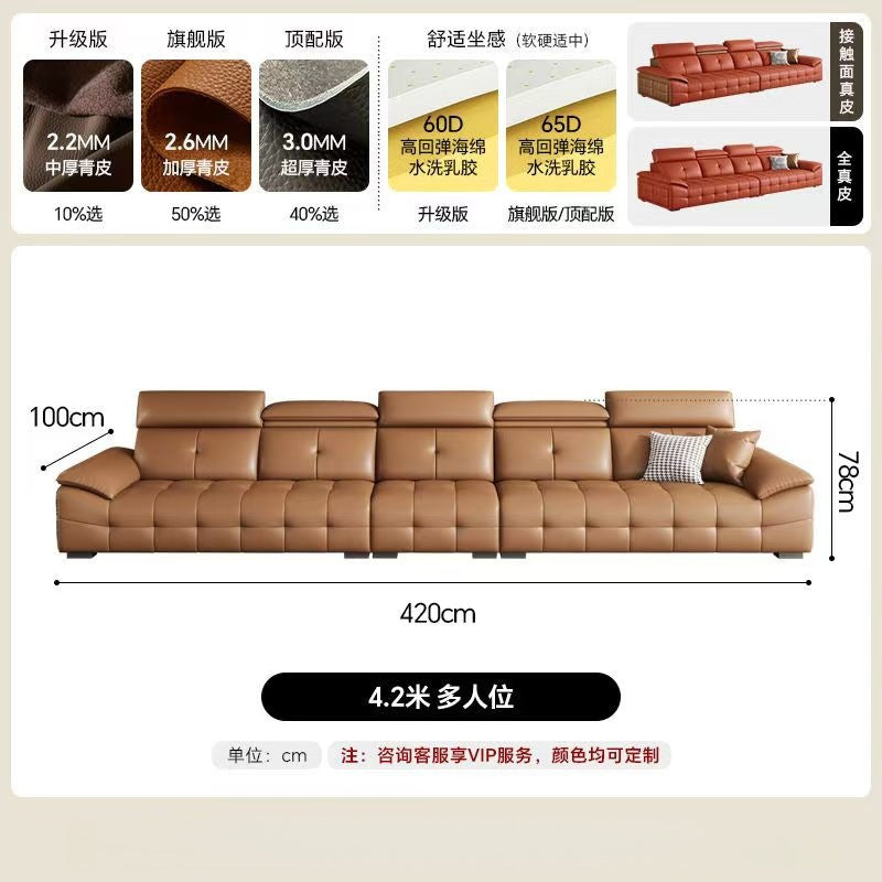 2025 new large apartment villa genuine leather sofa high back lawrence sofa italian light luxury genuine leather sofa