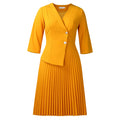 D597 cross-border  european and american women's winter suit collar shirt plus size fashionable elegant pleated foreign trade dress