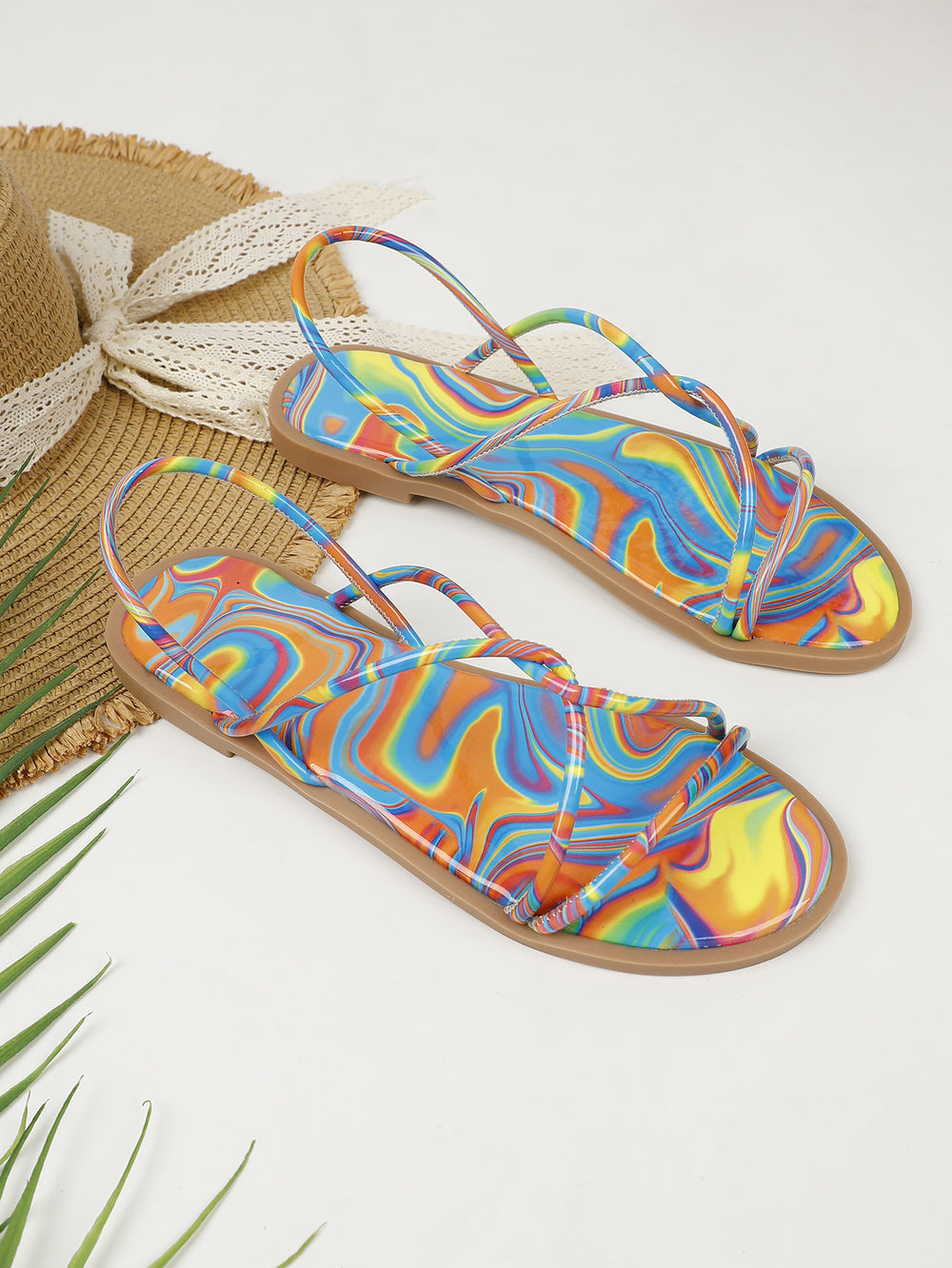 New fashion colorful women's flat slippers sandals low heel shoes ladies' outdoor wear