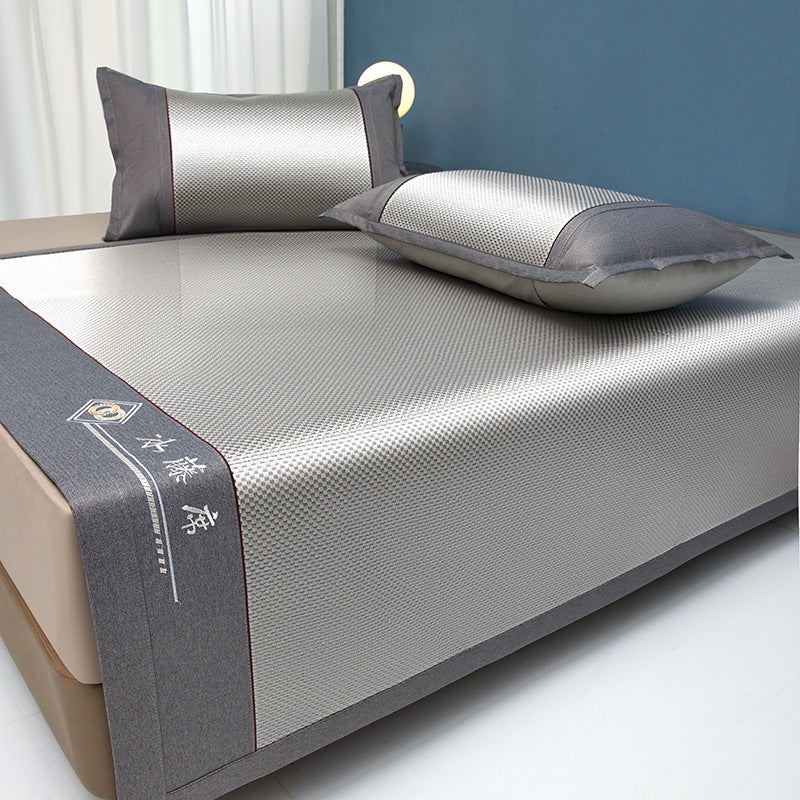 Summer Ice Silk Ice Rattan Mat Three-piece Set Summer Folding Washed Air Conditioning Mat Single Student Ice Not Cold Soft Mat