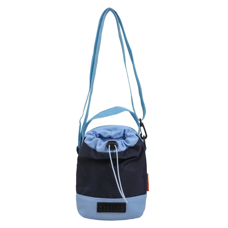 Foreign trade leisure shoulder bag Unisex color matching drawstring bucket bag Anti-splashing double compartment Lightweight portable messenger bag