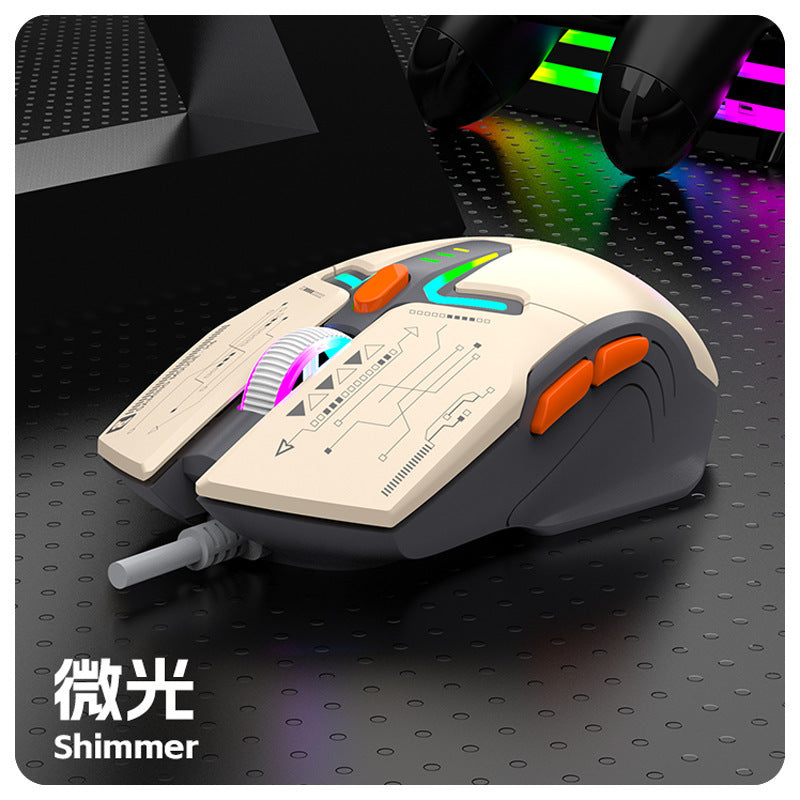 Dazzling silver fox h6 tri-color illuminated gaming mouse - customizable pc laptop usb wired 6d gaming mouse