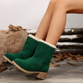 plus size knee socks cotton boots for women  fall and winterfleece-linedthickened thick heel snow boots for women in stock snow non-slip