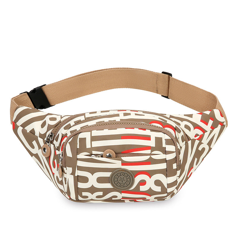 Cross-border new women's fanny pack, colorful printing, large-capacity casual messenger breast bag, light mobile phone bag, cashier wallet