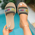 new arrivalthick soleplus size shoes ethnic style casual one-line flat sandals sandals hemp rope bottom open toe flip-flops