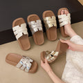 Casualthick sole sandals women's new arrival woven frenchfashionelegantcasual one-line beach soft bottom slippers for women