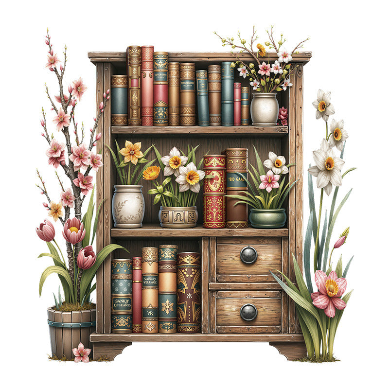 Plant flower stand potted plant wall decoration sticker bedroom kitchen study bookshelf effect self-adhesive wall sticker 45012