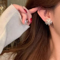 Sparkling zircon silver-white pearl firework stud earrings - women's luxury, high-end, unique design, fashionable commute accessories