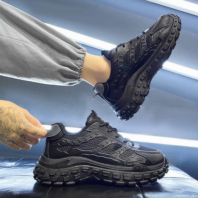 Live stream: 2025 new men's black athletic & casual shoes - waterproof, slip-resistant, durable, and suitable for work & labor protection