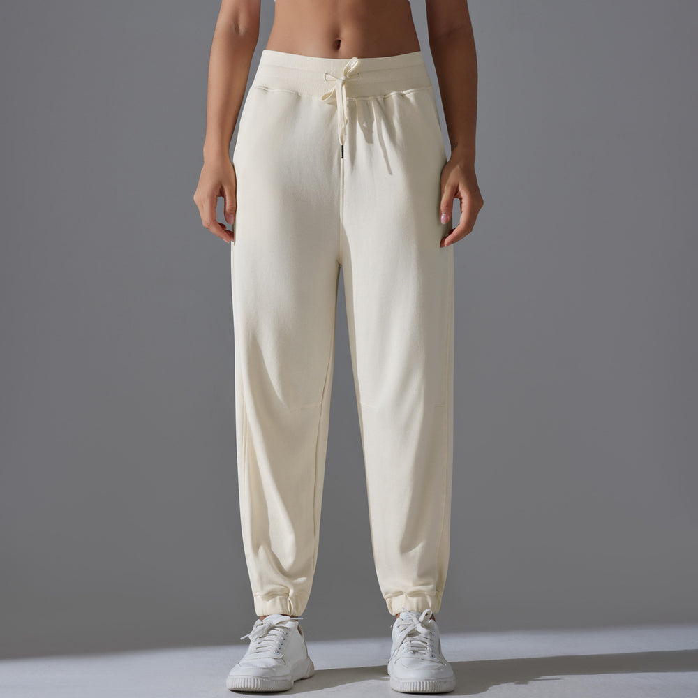 New drawstring solid color high-elasticity athletic sweatpants - breathable, loose-fit yoga pants for women, perfect for training, running, and fitness - ankle length