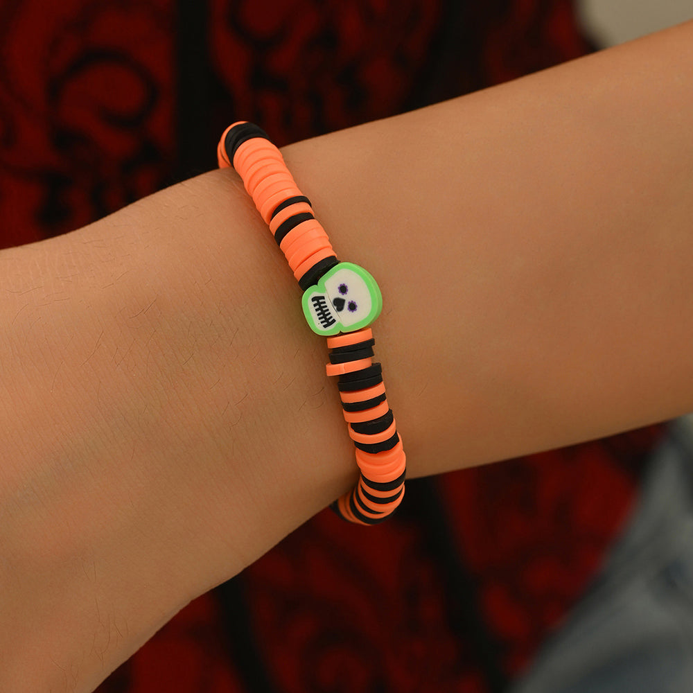 Halloween polymer clay bracelet wholesale fashion cross-border jewelry new funny dark style ghost skull handmade bracelet
