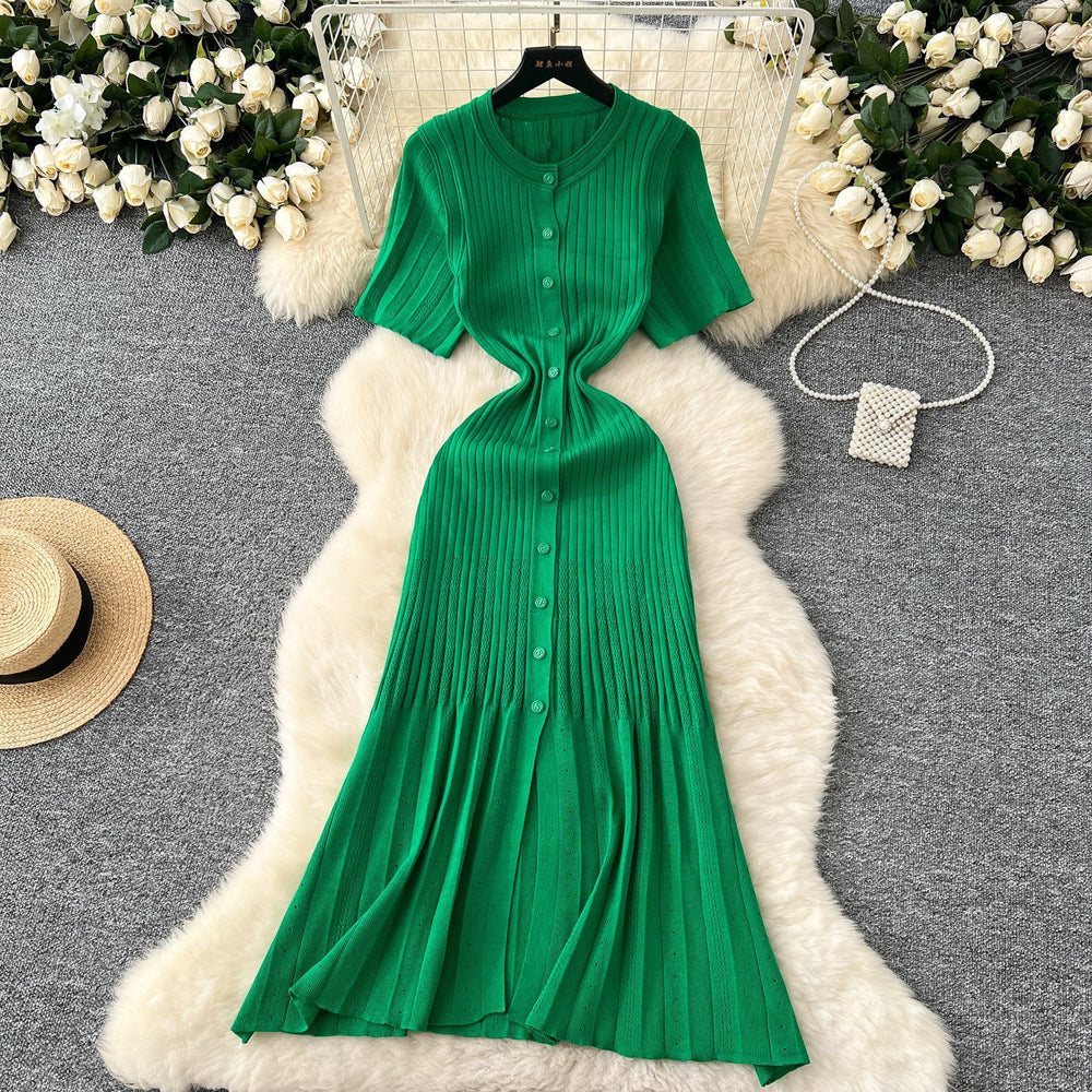 summer european and american style slim-fit knitted mini dress with fishtail hem - elegant and chic for women