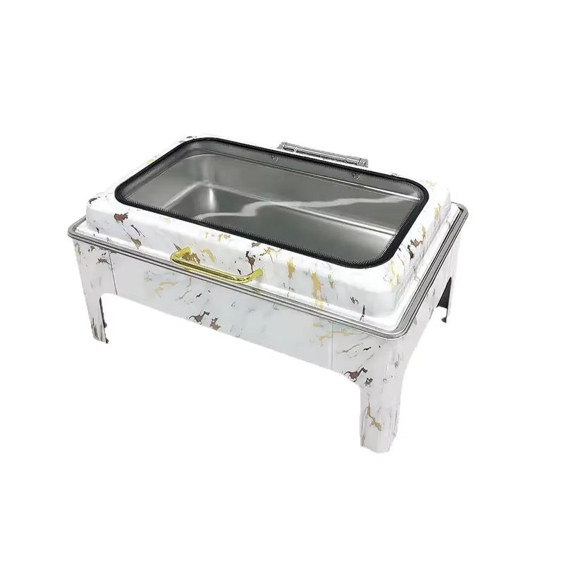 Marble pattern stainless steel buffet warmer - 9l hydraulic buffet stove - hotel & wedding food warmer - in stock