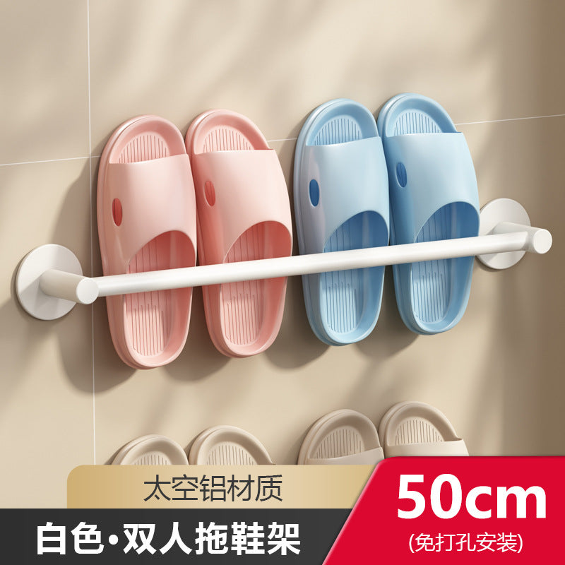 White bathroom slipper rack toilet non-punching space aluminum toilet wall-mounted drain rack shoe storage rack