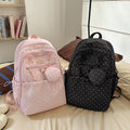 Korean style ins wind dot backpack with headphone holder - cute, fresh, and casual backpack for middle school, high school, and college students