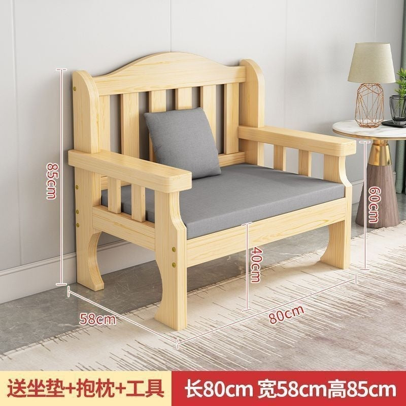 Solid wood sofa new chinoiserie combination wooden sofa rental room backrest bench economical living room small apartment sofa