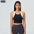 Spring/summer new arrival: trendy color-blocked cropped sports tank top for women - built-in bra pads, push-up, beautiful back design, yoga bra d25067