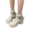 2025 new round-toe mary janes chunky heel sweet princess flats