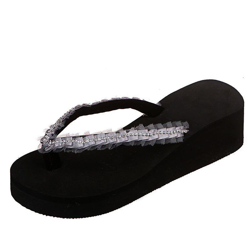 Exportplus size rhinestone flip-flops sandals summernew arrivalfashionplatform shoesthick soleflatscasual flip-flops