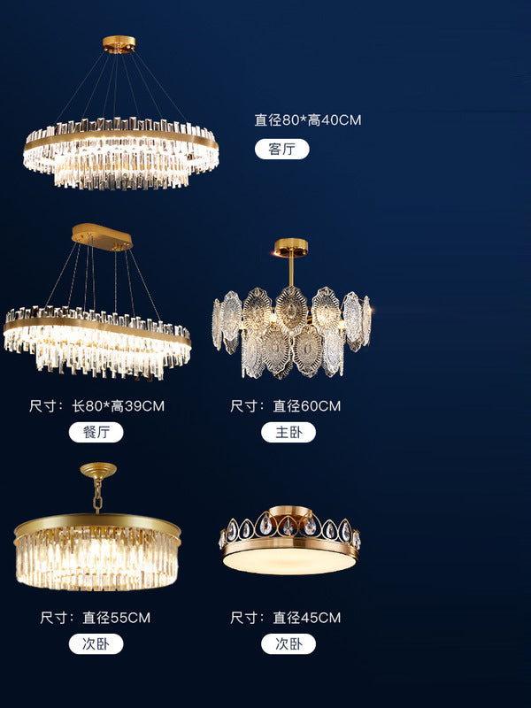 Modern living room light luxury crystal chandelier whole house package lighting simple dining room main light 2025 new lamps