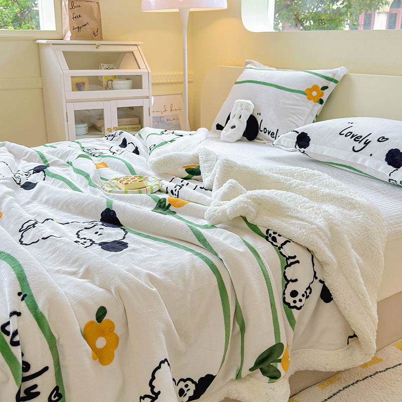 Winter Flannel Blanket Thickened Warm Lamb Fleece Blanket Office Nap Coral Fleece Blanket Milk Fleece Blanket