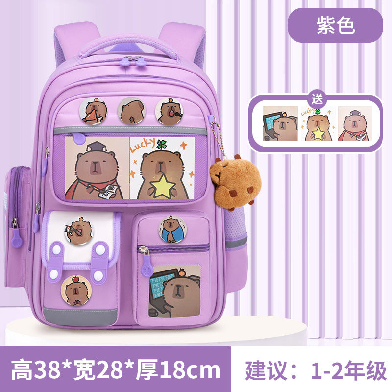 Kapibara new primary school bag, men's and women's 1-3-6 grades, light spine protection, large-capacity children's backpack